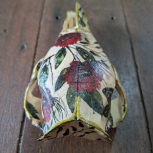 Rose Skull, Into the Forest, decoupage skull, gold rimmed skull, dark art, bone art